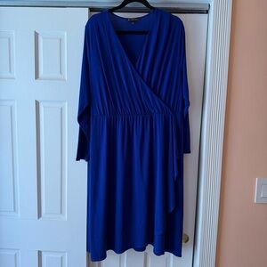 INC Royal Blue Faux-Wrap Dress